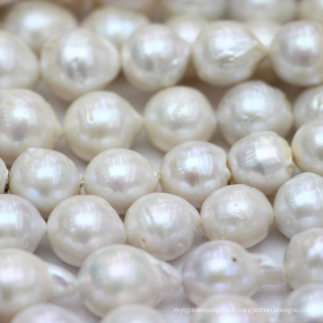 14-16mm rond blanc baroque nucléated Pearl Strands en gros, E190006